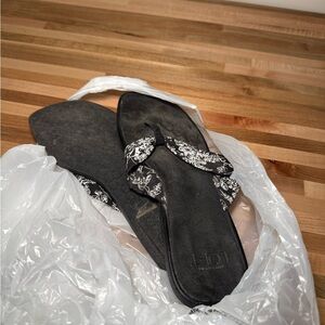 NOT FOR SALE. Too dirty. Black Floral Women's Sandals